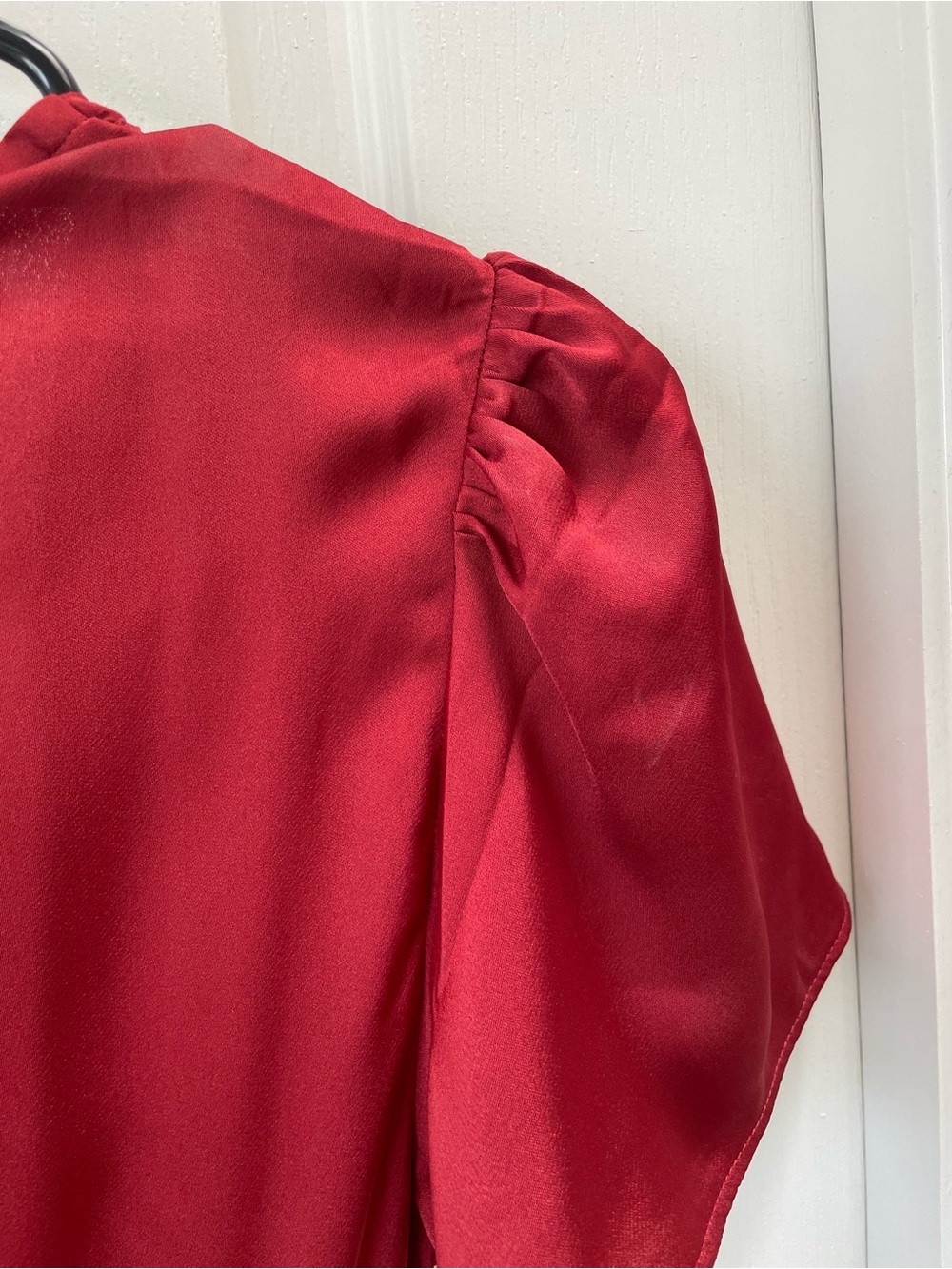 BNWT EXPRESS Red Satin Wrap Dress with Tie Waist - Picture 7 of 10